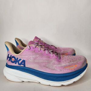 Hoka Clifton 9 Shoes Womens 10 Athletic Running Gym Sneakers Pink Purple